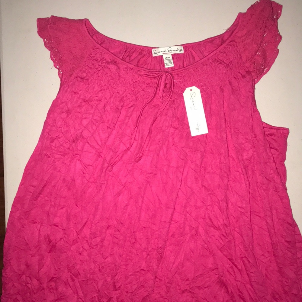 NWT Pink blouse with lace sleeves for women